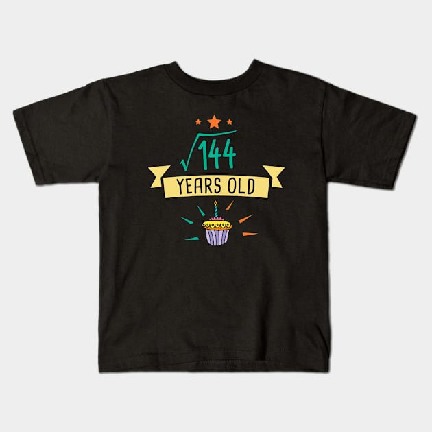 Square Root of 144 12 years old birthday Kids T-Shirt by hoopoe